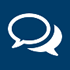 Icon of two dialogue bubbles on a blue background
