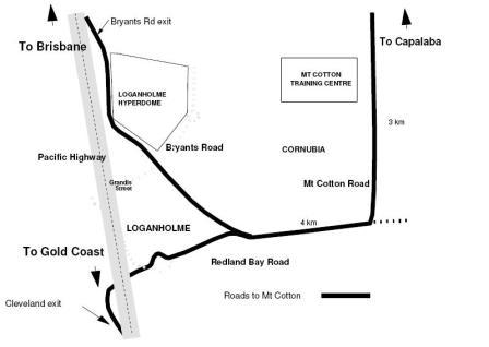 Map showing how to get to Mt Cotton Training Centre